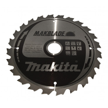 Lame de scie circulaire, Makblade T.C.T, 216 x 30mm 24 dents - diamètre 216mm - coupe-saignée 2,4mm Makita | B-32714