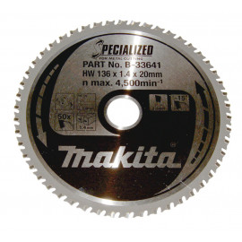 Lame de scie circulaire, alliage T.C.T spécialisé, 136 x 20mm 50 dents - diamètre 136mm - coupe-saignée 1,4mm Makita | B-33641