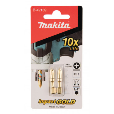 Embout de vissage Impact Gold ShorTon, PH1, 30mm - longueur totale 30mm - 2 pièce(s) Makita | B-42189