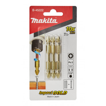 Embout de vissage Impact Gold double, PZ2, 65mm par 3 - longueur totale 65mm Makita | B-45222