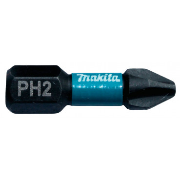 Embout de vissage à chocs (Impact Black) 25mm PHILLIPS PH2, Hexa 1/4" - 2 pièce(s) Makita | B-63616