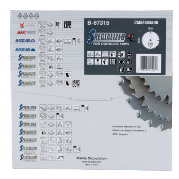 Lame de scie circulaire, T.C.T Efficut, 305 x 30mm 80 dents - diamètre 305mm - coupe-saignée 2,15mm Makita | B-67315