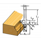 Image du produit : Fraise Ogee romaine (pour défonceuse) à roulement à billes, 28 x 12 x 6mm - diamètre 6mm - A1 28mm - L1 12mm - R13mm Makita | D-09581