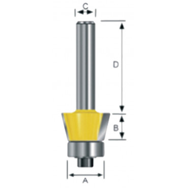 Fraise à chanfreiner (pour défonceuse) à roulement à billes 17,2 x 9,5 x 8mm 15° - diamètre 8mm - A1 17,2mm - L1 9,5mm Makita | D-10609