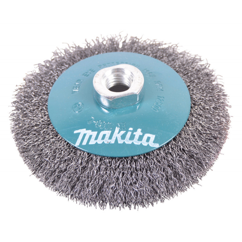 Brosse métallique conique à fil acier ondulés - diamètre 115mm - filetage M14 - diamètre du fil 0,3mm Makita | D-39849