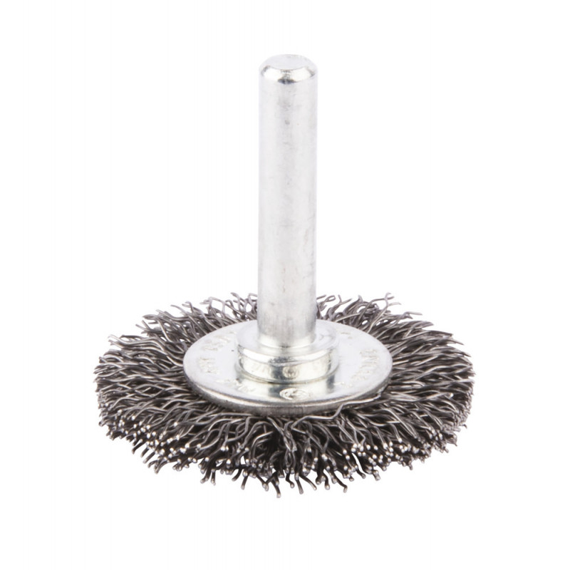 Brosse métallique circulaire fil acier ondulés pour perceuses - diamètre 38mm - filetage 6mm - diamètre du fil 0,3mm Makita | D-39958