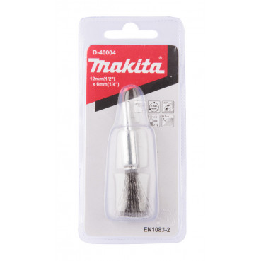 Brosse métallique pinceau à fil acier ondulés pour perceuses - diamètre 12mm - filetage 6mm - diamètre du fil 0,3mm Makita | D-40004