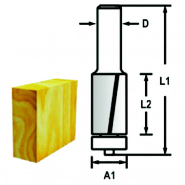 Fraise à affleurer (pour défonceuse) - diamètre 6mm - A1 12,7mm - L1 56mm - L2 13mm Makita | D-47709