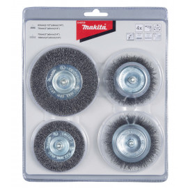 Set 4 BROSSES perceuse - diamètre 63 / 75 / 75 / 100mm - filetage 6mm - diamètre du fil 0,3mm Makita | D-65729