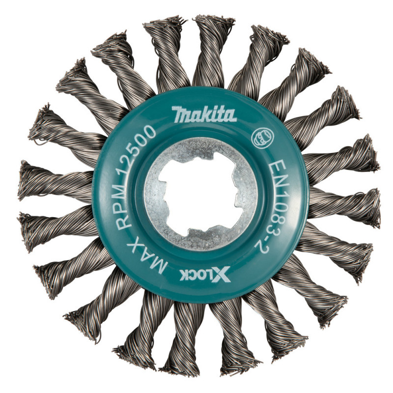 Brosse circulaire en fil d’acier, Fil torsadé (plein), 115mm X-LOCK - diamètre 115mm - filetage X-LOCK - diamètre du fil 0,5mm Makita | D-73405