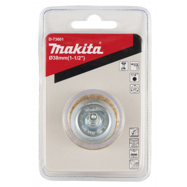 Brosse métallique à fil laiton - diamètre 38mm - filetage 1/4" Hex MZ - diamètre du fil 0,3mm Makita | D-73601