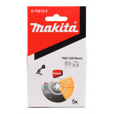 Pack 5 disques à tronçonner - diamètre 76mm - épaisseur 1mm - alésage 100mm - 5 pièce(s) - grain WA46S - 41 Makita | D-74815-5