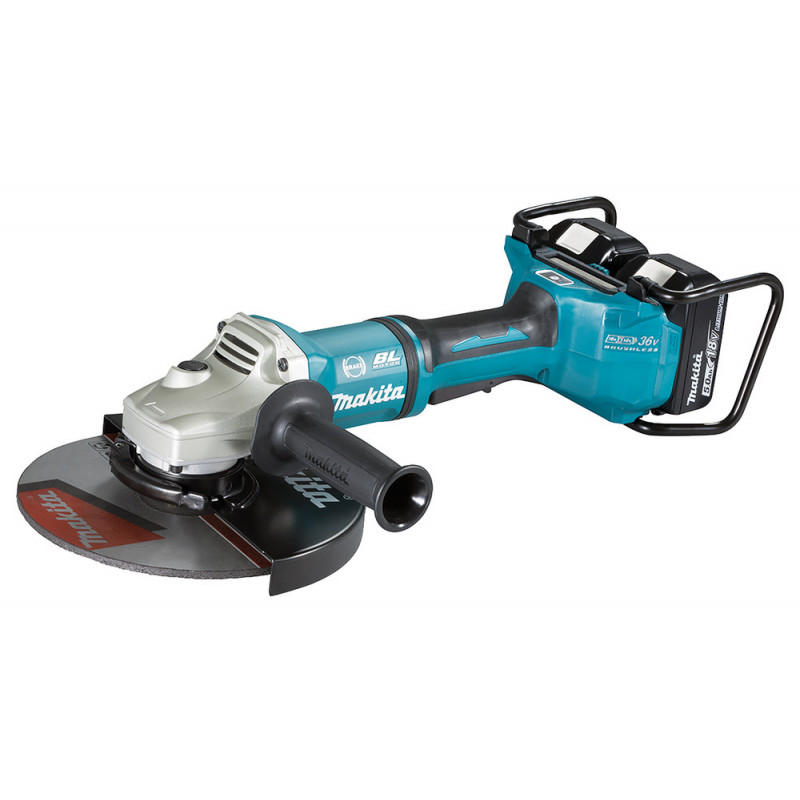 Meuleuse Makita Ø 230mm LXT 36 Volts 2 x 18 Volts - sans fil Lithium (Li-Ion) - 5 Ah - charge moyenne 90min - filetage M14 - 1500 Watts | DGA901T2U2