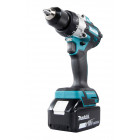 Image du produit : Perceuse visseuse Makita | percussion LXT 18 Volts - sans fil Lithium (Li-Ion) - 5 Ah - Ø 13mm - poids 2,7kg | DHP486RTJ