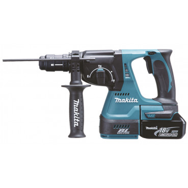 Perforateur burineur Makita SDS-Plus LXT 18 Volts - sans fil Lithium (Li-Ion) - 5 Ah - 24mm - force de frappe 2 joules | DHR243RTJ