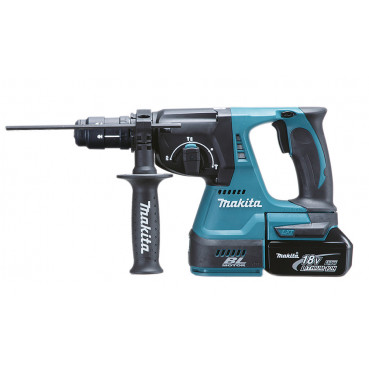 Perforateur burineur Makita SDS-Plus LXT 18 Volts - sans fil Lithium (Li-Ion) - 5 Ah - 24mm - force de frappe 2 joules | DHR243RTJW