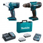 Image du produit : Kit de 2 outils Makita perceuse et visseuse à choc 18 Volts - batterie 1,5Ah | DK18A35X1