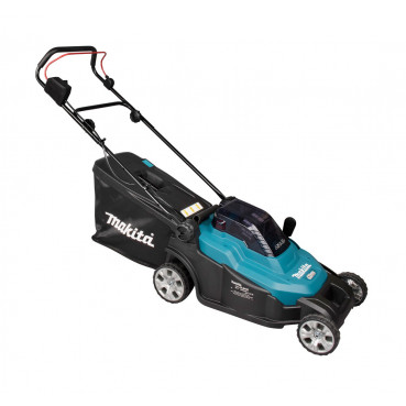 Tondeuse Makita 43cm LXT 36 Volts 2 x 18 Volts - sans fil Lithium (Li-Ion) - 5 Ah - diamètre lame 43cm - hauteur tonte 20 à 75mm - surface tonte 575m² | DLM432CT2