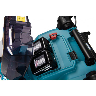 Tondeuse Makita 43cm LXT 36 Volts 2 x 18 Volts - sans fil Lithium (Li-Ion) - 5 Ah - diamètre lame 43cm - hauteur tonte 20 à 75mm - surface tonte 575m² | DLM432CT2