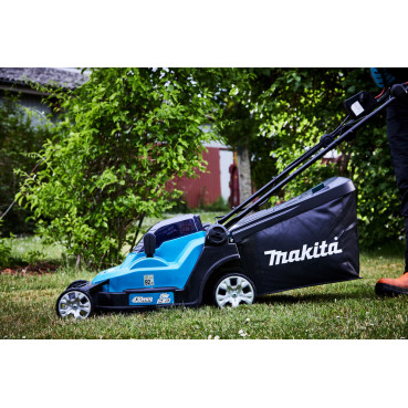 Tondeuse Makita 43cm LXT 36 Volts 2 x 18 Volts - sans fil Lithium (Li-Ion) - 5 Ah - diamètre lame 43cm - hauteur tonte 20 à 75mm - surface tonte 575m² | DLM432CT2