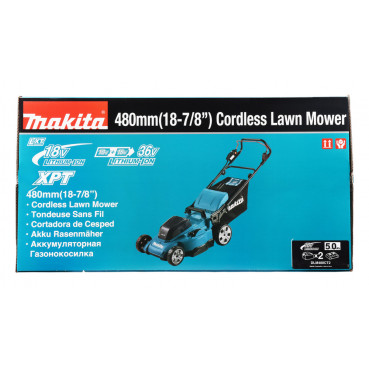 Tondeuse Makita 48cm LXT 36 Volts 2 x 18 Volts - sans fil Lithium (Li-Ion) - 5 Ah - diamètre lame 48cm - surface tonte 650m² - hauteur tonte 20 à 100mm | DLM480CT2