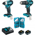 Image du produit : Ensemble pack de 2 machines Makita 18 Volts - sans fil Lithium (Li-Ion) 5 Ah (DTD155 + DHP483) - charge moyenne 45min | DLX2221TJ2