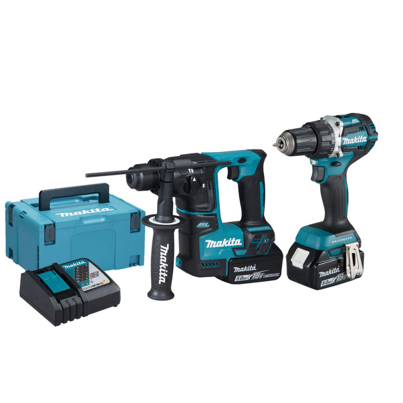 Ensemble pack de 2 machines Makita 18 Volts - sans fil Lithium (Li-Ion) 5 Ah (DDF484 + DHR171) | DLX2271TJ