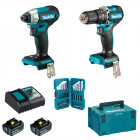 Image du produit : Pack d'outillage Makita - ensemble de 2 machines meuleuse (DGA506) + Perceuse-visseuse à percussion DHP484) | DLX2414TJ