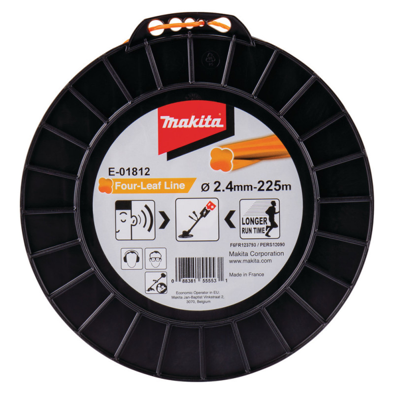 Bobine de fil nylon hélicoïdal pour débroussailleuse, rotofil, coupe bordure à batterie - diamètre du fil 2,4mm - longueur 225m Makita | E-01812