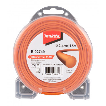 Bobine de fil nylon Makita pour débroussailleuse, rotofil, coupe bordure, rond Plus - diamètre du fil 2,4mm - longueur 15m | E-02749