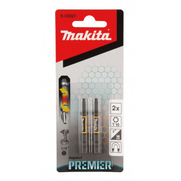 Embout pour vissage à chocs (Impact Premier) 50mm TORX - T10, Hexa 1/4" - 2 pièce(s) Makita | E-03327