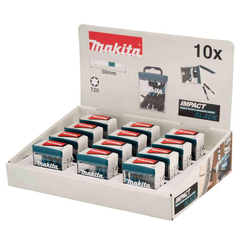 Master Carton 12 x Packs embout de vissage à chocs (Impact Black) TORX T20 50mm - 10 pièce(s) Makita | E-12429-12