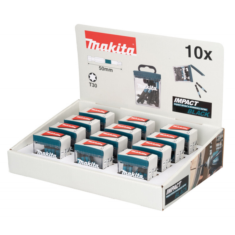 Master Carton de 12 x Packs embout de vissage à chocs (Impact Black) TORX T30 50mm - 10 pièce(s) Makita | E-12675-12